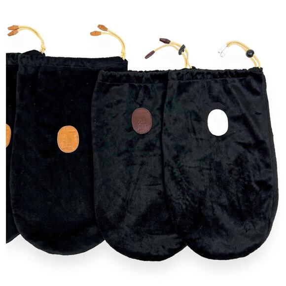 Vintage Shoe Dust Bags Tauer Johnson Lot 6 Black Velveteen Cord Pulls Logo - Picture 5 of 8